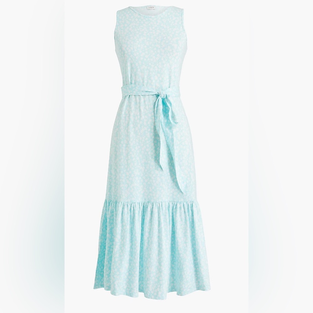 J. Crew size Large Printed Knit Tie-Waist Midi Dress